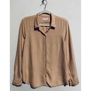 Equipment Femme Top Womens Medium Peachy Orange Textured Button Up Work Career